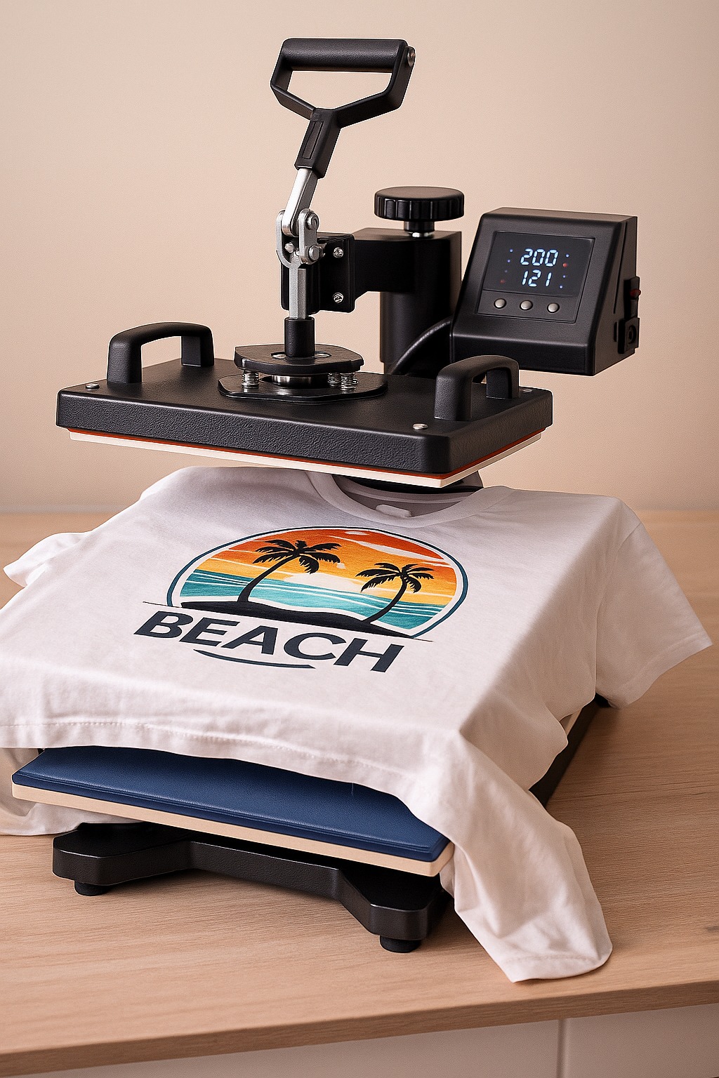 Plancha térmica para estampado textil.